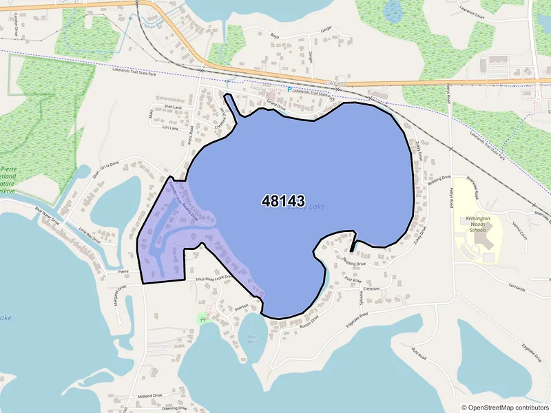 Map of Lakeland, Michigan and ZIP codes