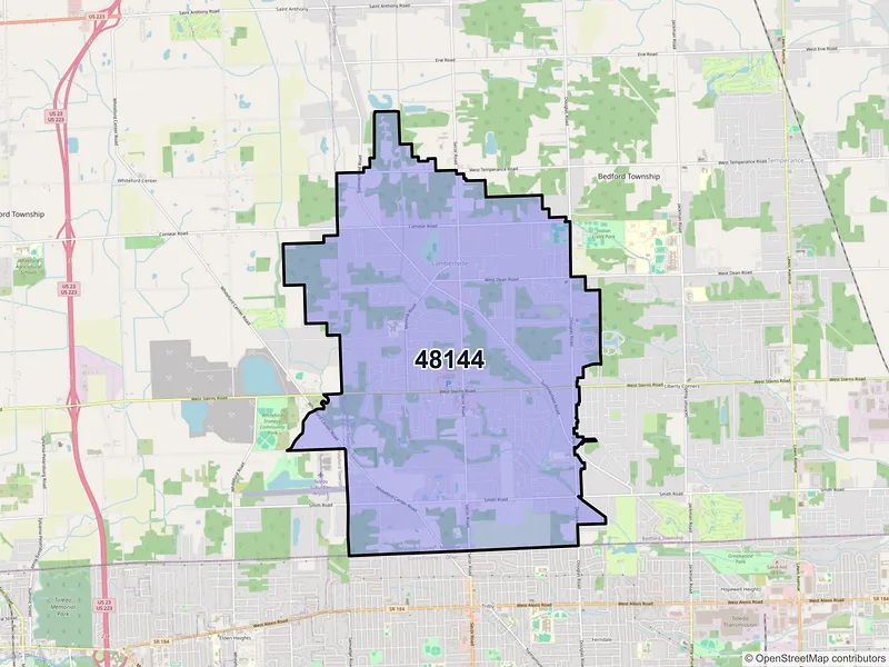 Map of ZIP Code 48144 — Lambertville, MI
