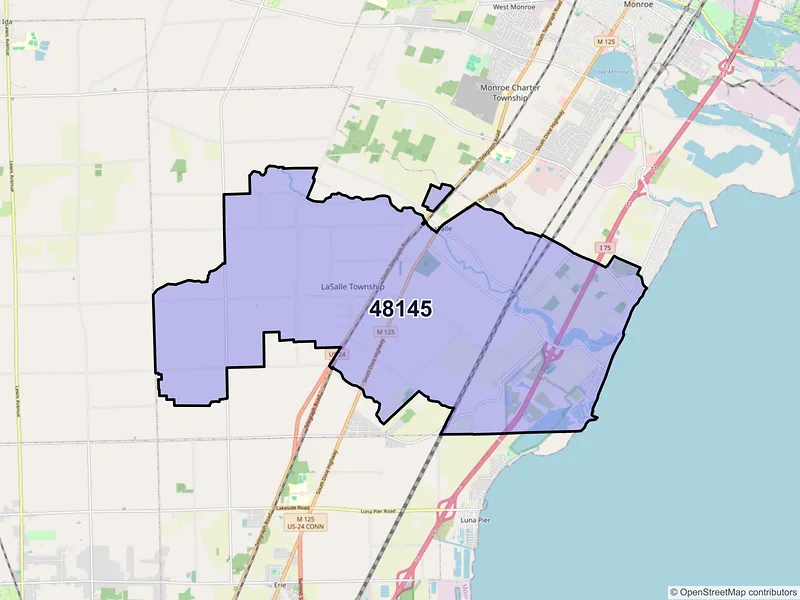 Map of La Salle, Michigan and ZIP codes