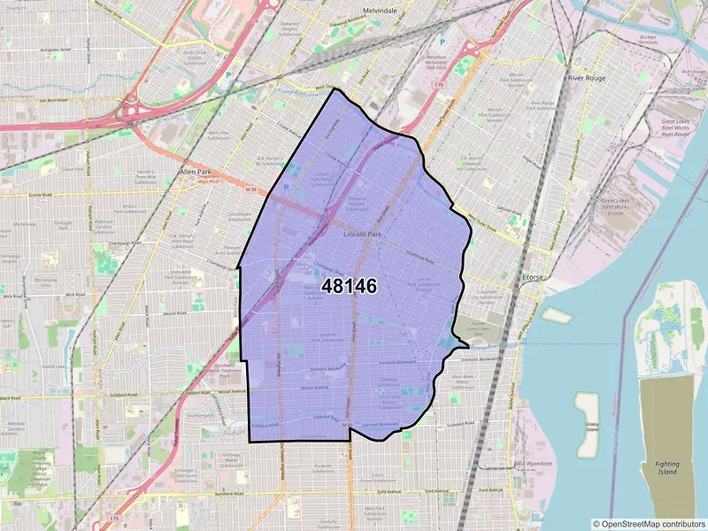 Map of ZIP Code 48146 — Lincoln Park, MI