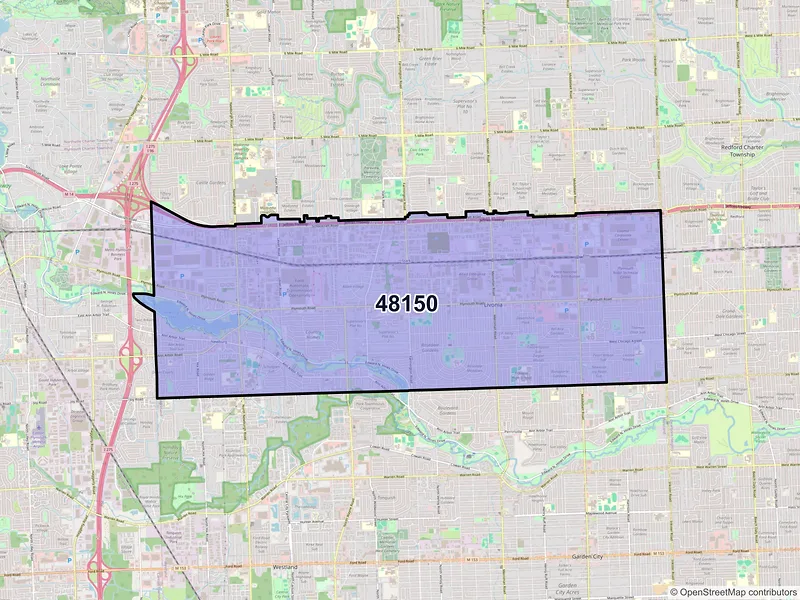 Map of ZIP Code 48150 — Livonia, MI