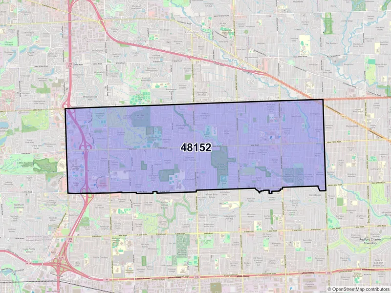 Map of ZIP Code 48152 — Livonia, MI