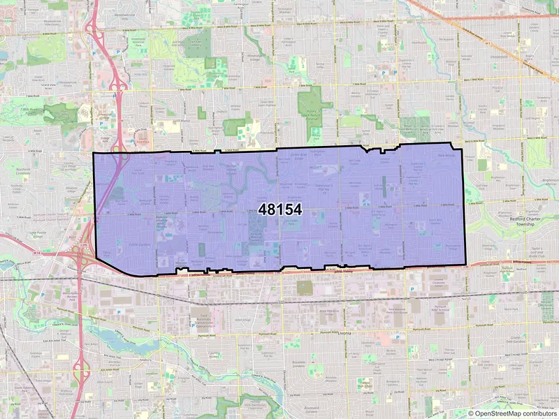 Map of ZIP Code 48154 — Livonia, MI