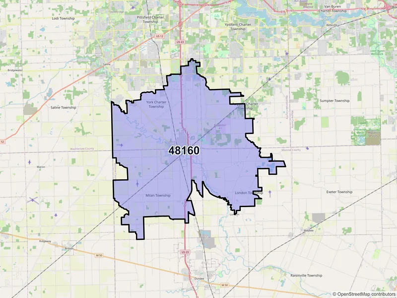 Map of ZIP Code 48160 — Milan, MI
