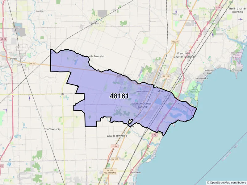 Map of ZIP Code 48161 — Monroe, MI