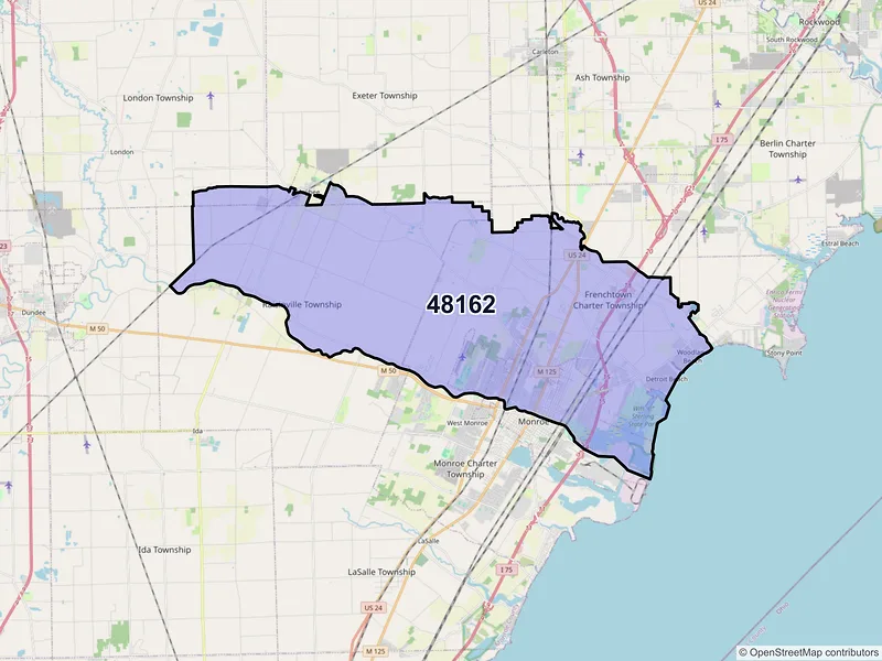 Map of ZIP Code 48162 — Monroe, MI