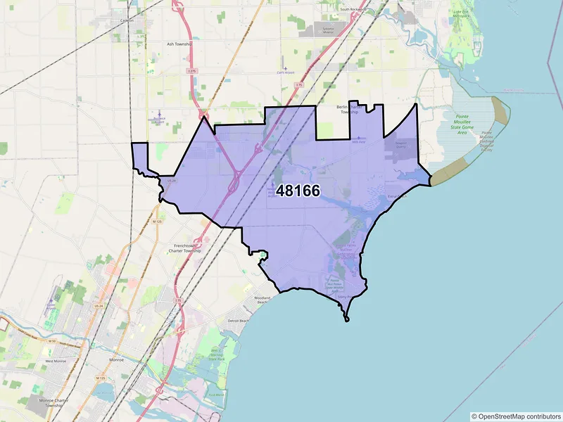 Map of ZIP Code 48166 — Newport, MI