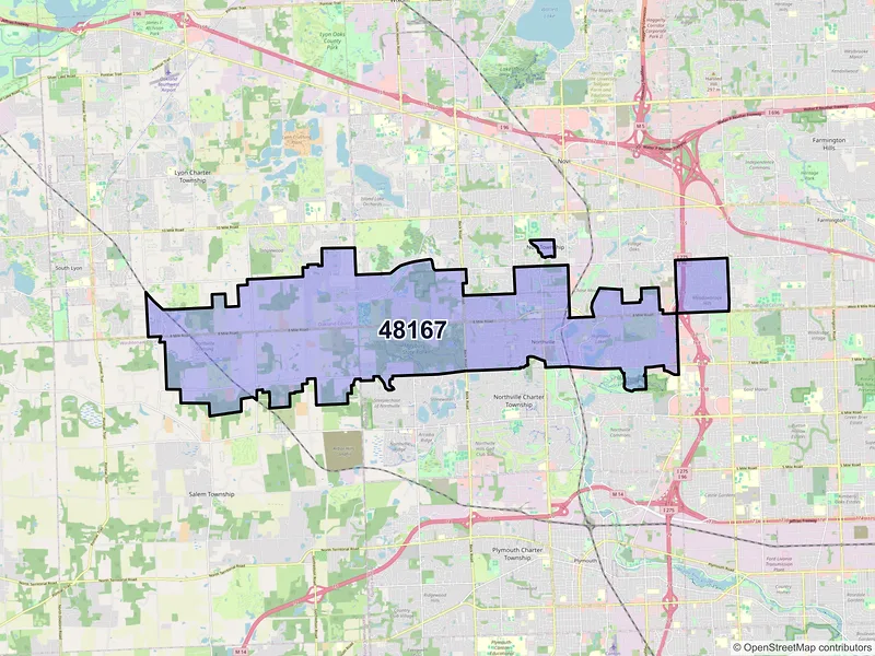Map of ZIP Code 48167 — Northville, MI