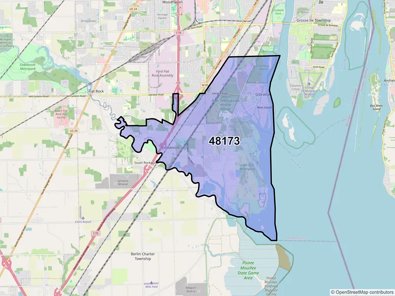 Map of ZIP Code 48173 — Rockwood, MI