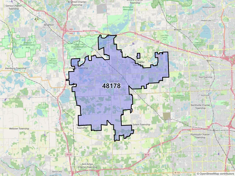 Map of ZIP Code 48178 — South Lyon, MI