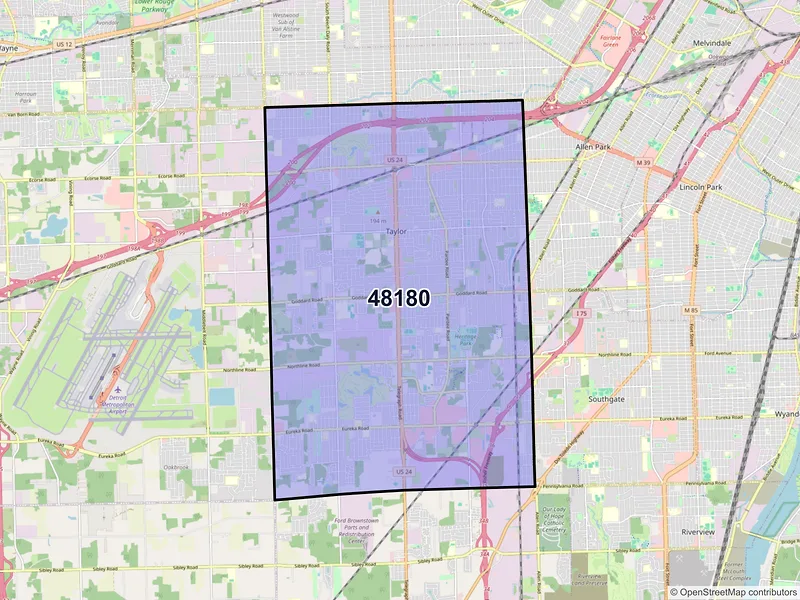 Map of ZIP Code 48180 — Taylor, MI