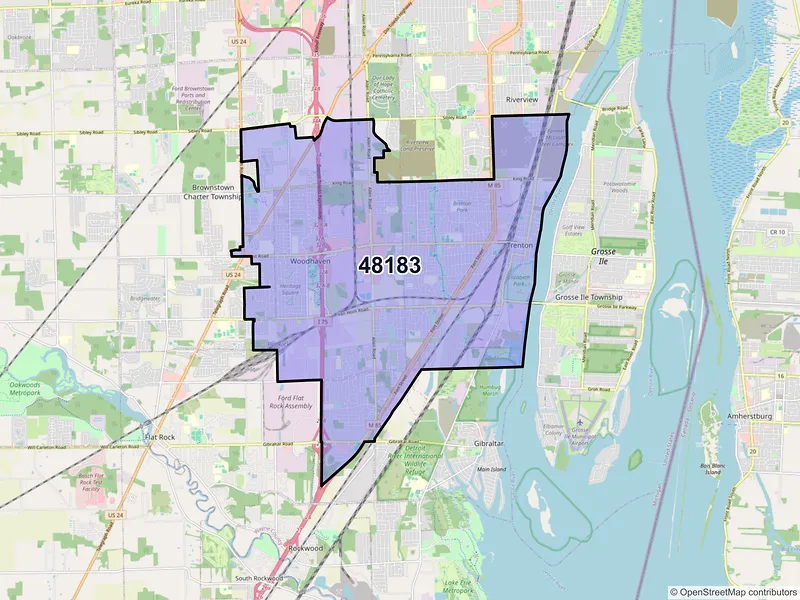 Map of ZIP Code 48183 — Trenton, MI