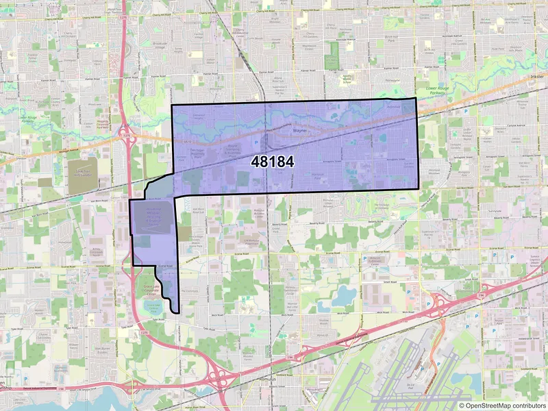 Map of ZIP Code 48184 — Wayne, MI