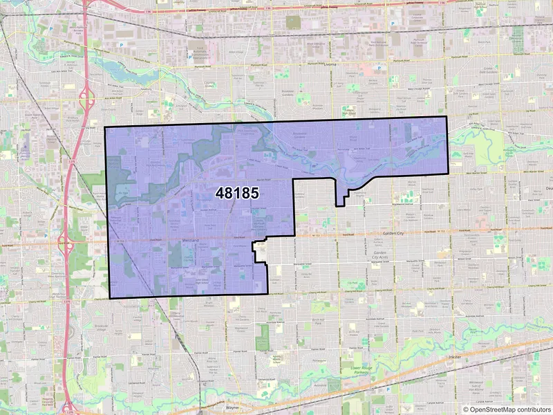 Map of ZIP Code 48185 — Westland, MI