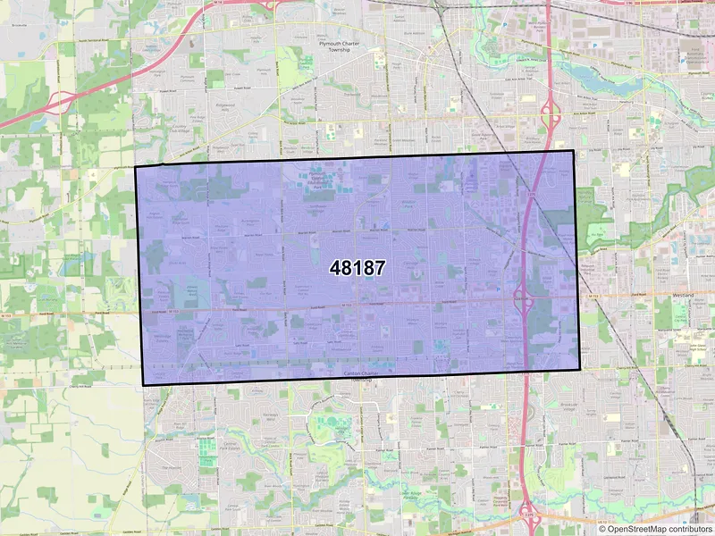 Map of ZIP Code 48187 — Canton, MI