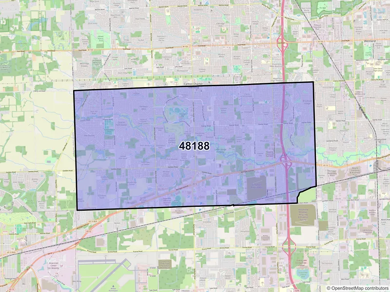 Map of ZIP Code 48188 — Canton, MI
