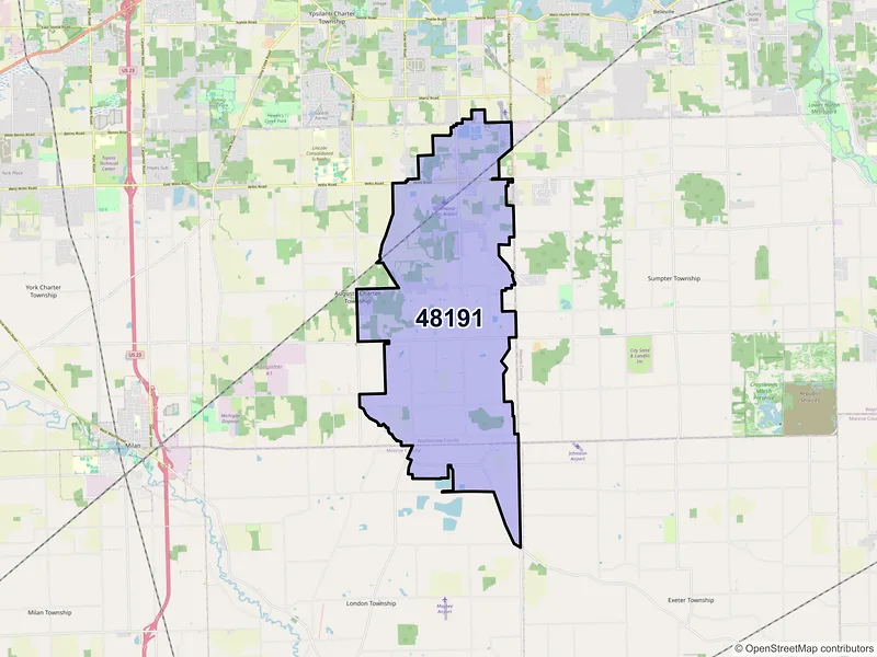 Map of ZIP Code 48191 — Willis, MI