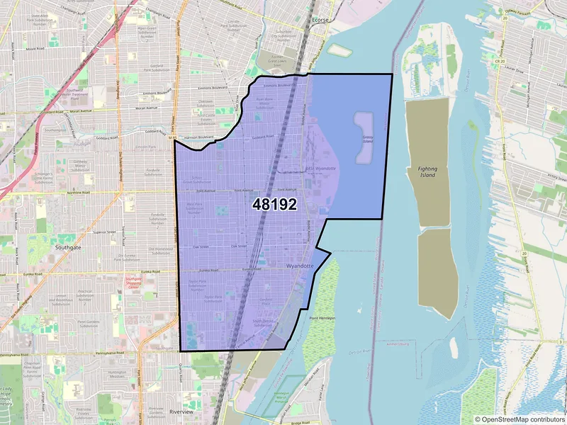 Map of ZIP Code 48192 — Wyandotte, MI