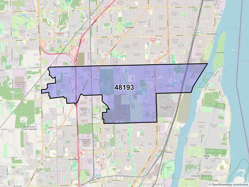 Map of ZIP Code 48193 — Riverview, MI