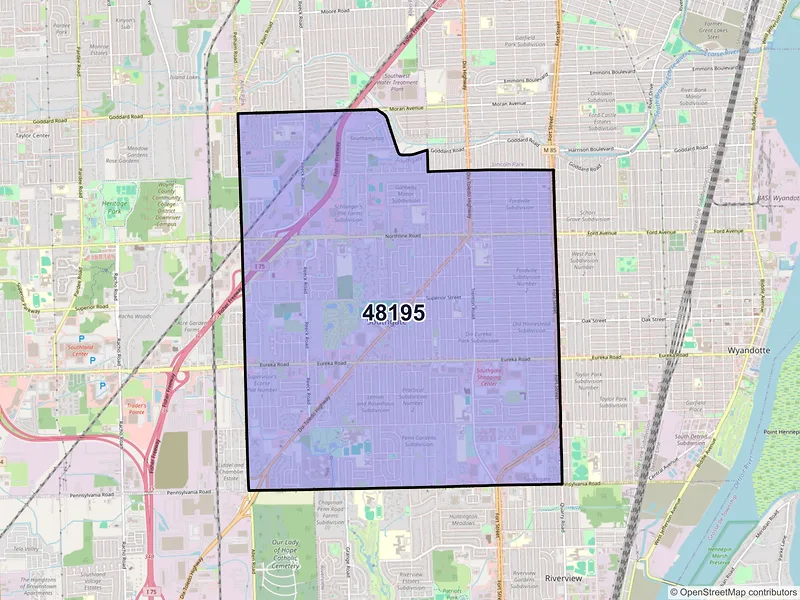 Map of ZIP Code 48195 — Southgate, MI