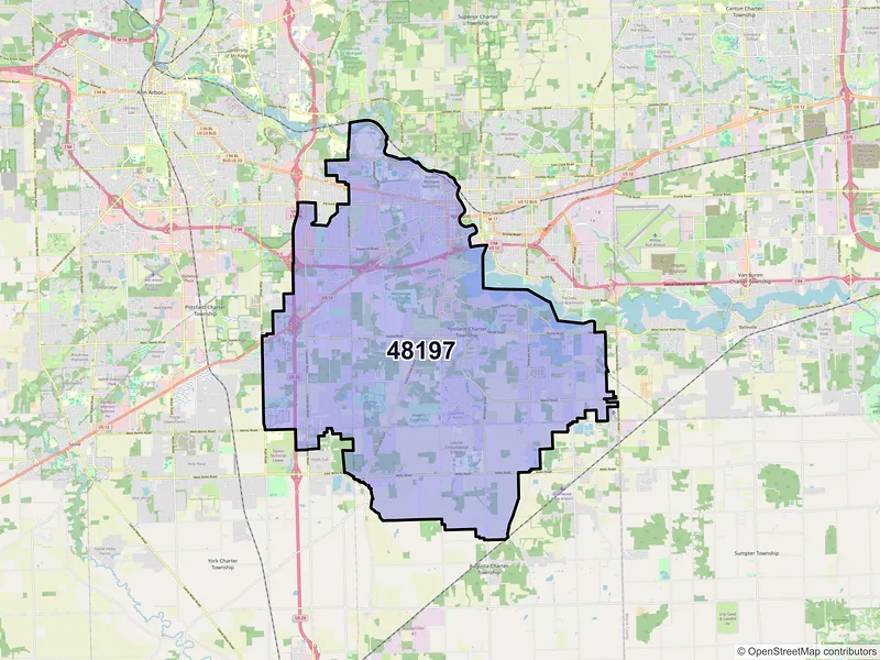 Map of ZIP Code 48197 — Ypsilanti, MI