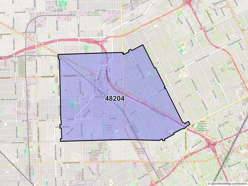 Map of ZIP Code 48204 — Detroit, MI