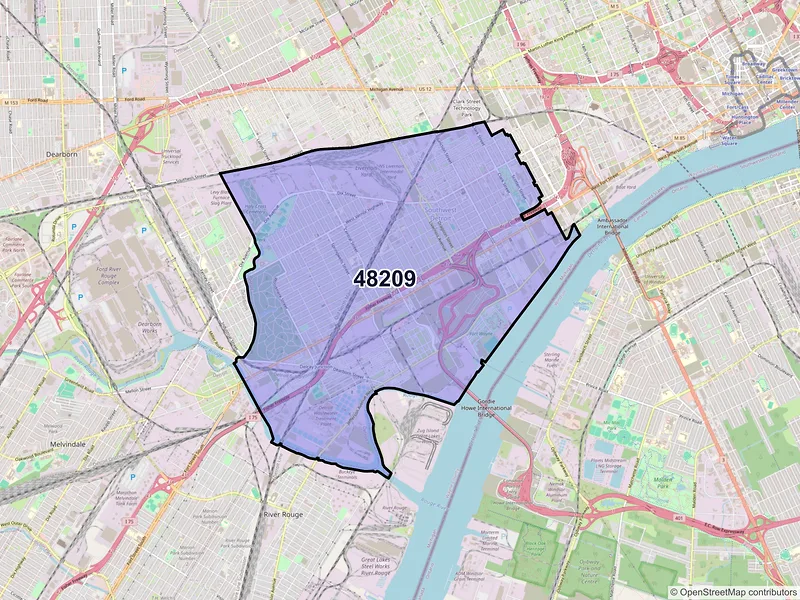 Map of ZIP Code 48209 — Detroit, MI