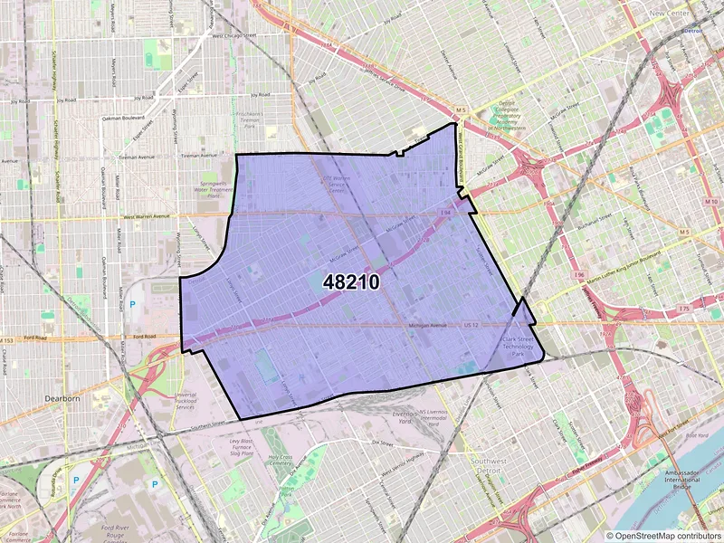 Map of ZIP Code 48210 — Detroit, MI