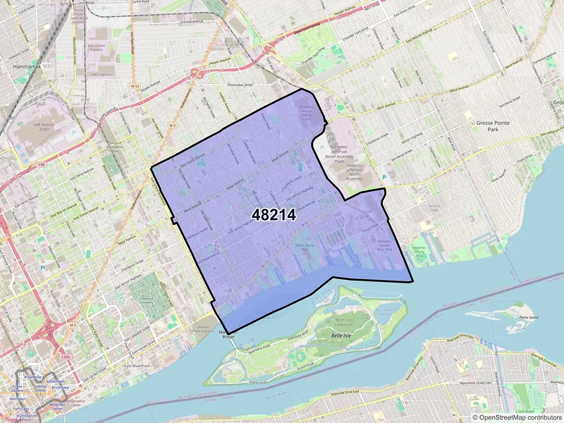 Map of ZIP Code 48214 — Detroit, MI