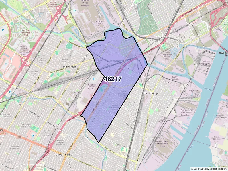 Map of ZIP Code 48217 — Detroit, MI