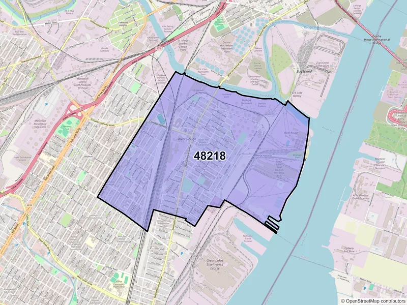 Map of ZIP Code 48218 — River Rouge, MI