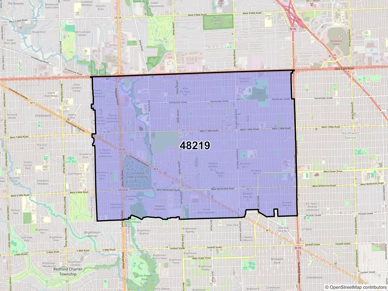 Map of ZIP Code 48219 — Detroit, MI
