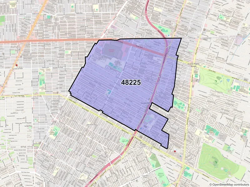 Map of ZIP Code 48225 — Harper Woods, MI