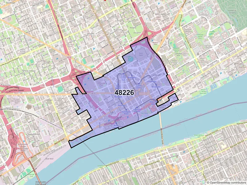Map of ZIP Code 48226 — Detroit, MI
