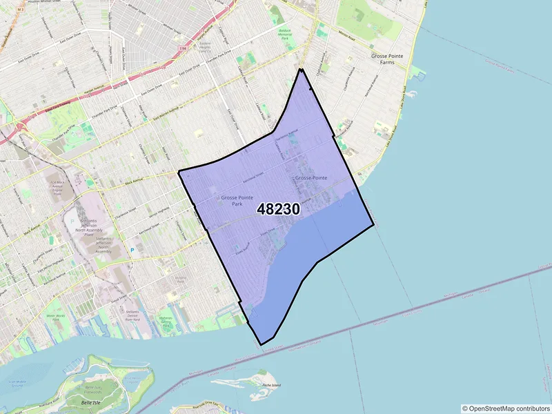 Map of ZIP Code 48230 — Grosse Pointe, MI