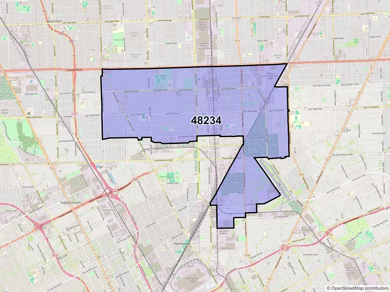 Map of ZIP Code 48234 — Detroit, MI