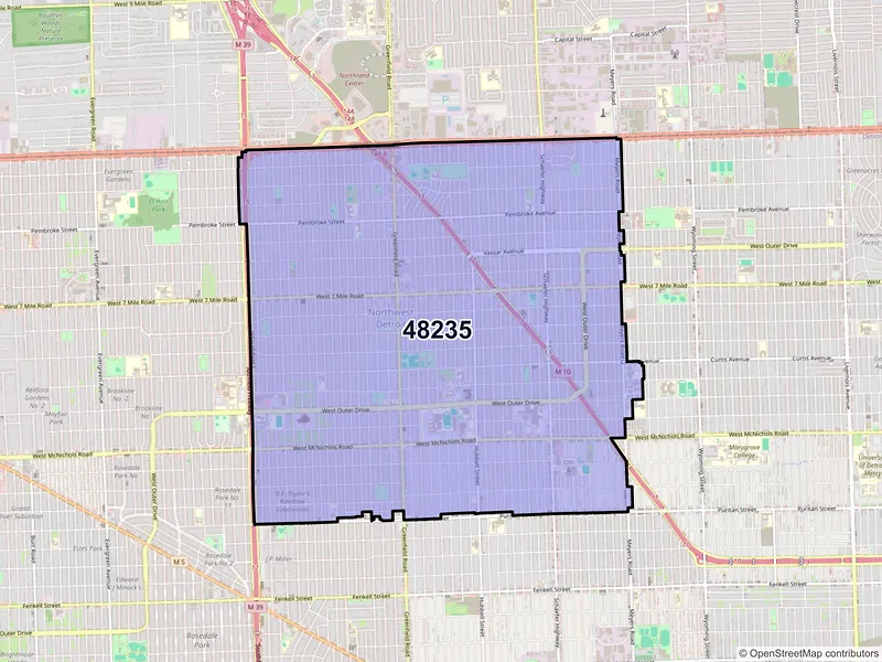 Map of ZIP Code 48235 — Detroit, MI