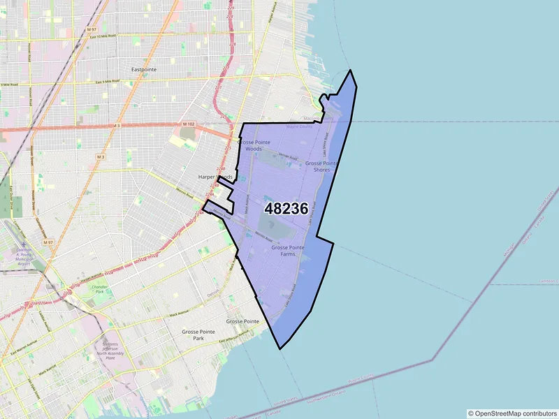 Map of ZIP Code 48236 — Grosse Pointe, MI