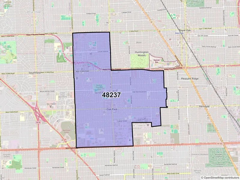 Map of ZIP Code 48237 — Oak Park, MI