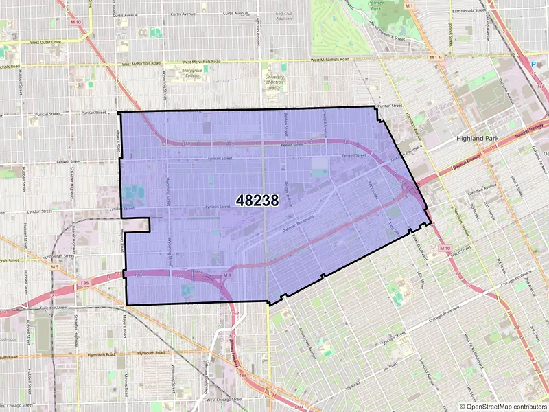 Map of ZIP Code 48238 — Detroit, MI