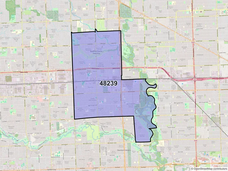 Map of ZIP Code 48239 — Redford, MI