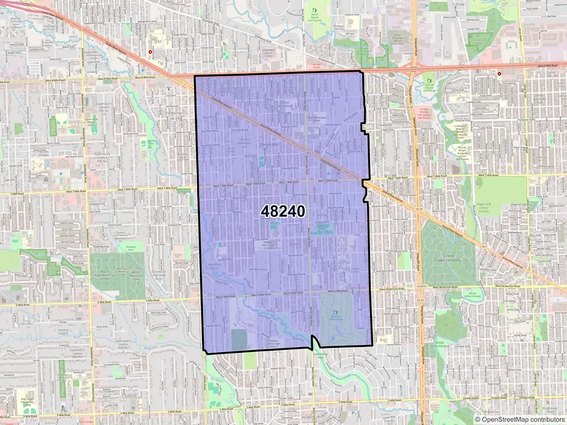 Map of ZIP Code 48240 — Redford, MI