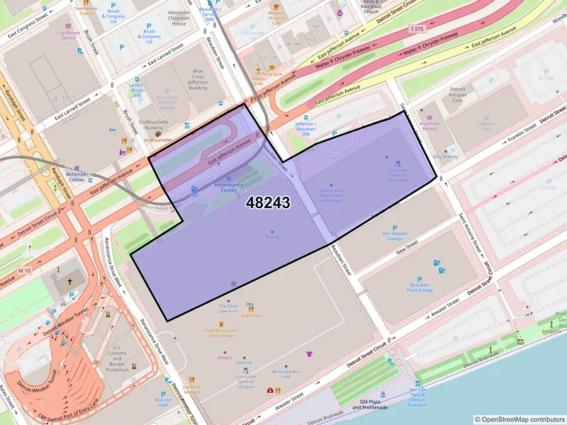 Map of ZIP Code 48243 — Detroit, MI