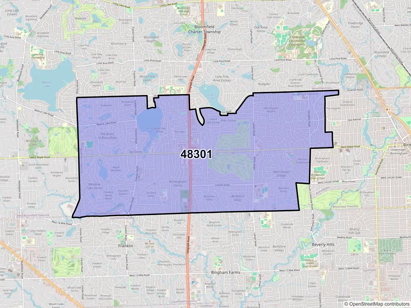 Map of ZIP Code 48301 — Bloomfield Hills, MI