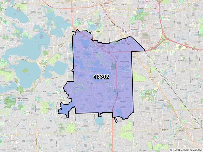 Map of ZIP Code 48302 — Bloomfield Hills, MI