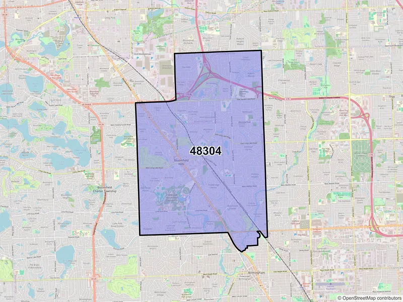 Map of ZIP Code 48304 — Bloomfield Hills, MI