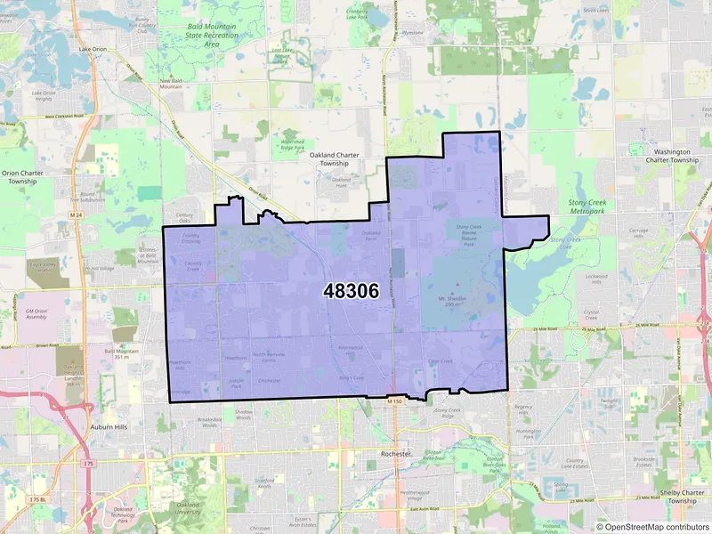 Map of ZIP Code 48306 — Rochester, MI