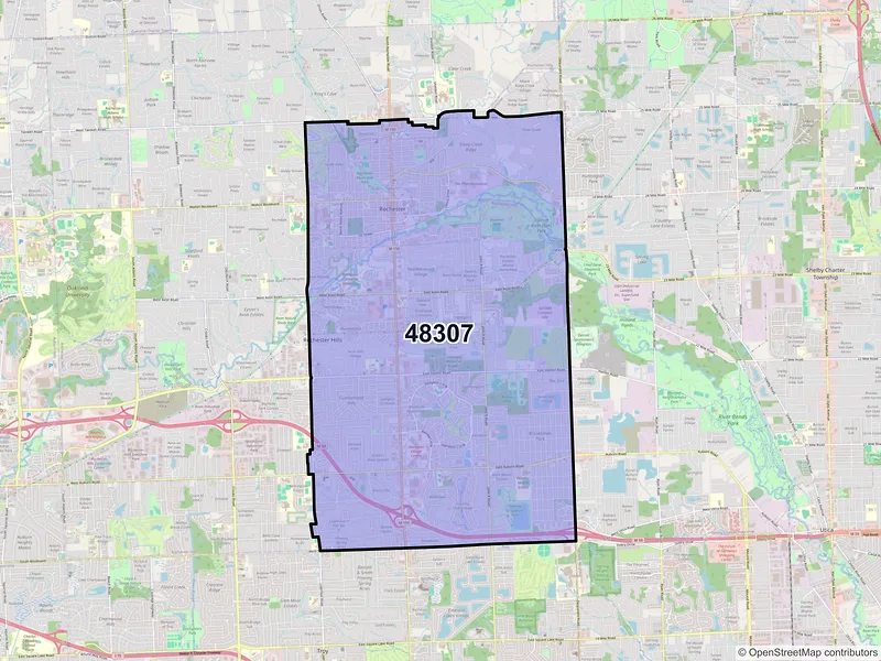 Map of ZIP Code 48307 — Rochester, MI