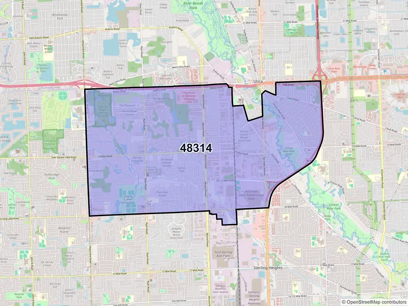Map of ZIP Code 48314 — Sterling Heights, MI