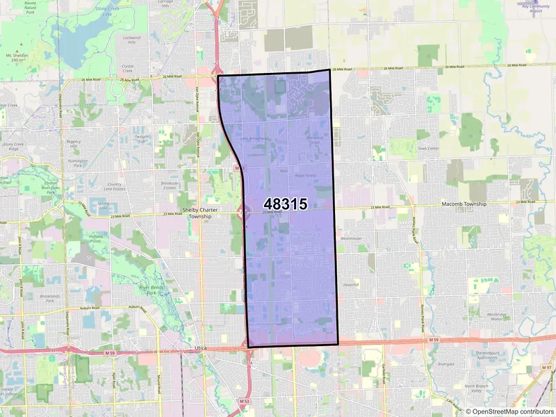 Map of ZIP Code 48315 — Utica, MI